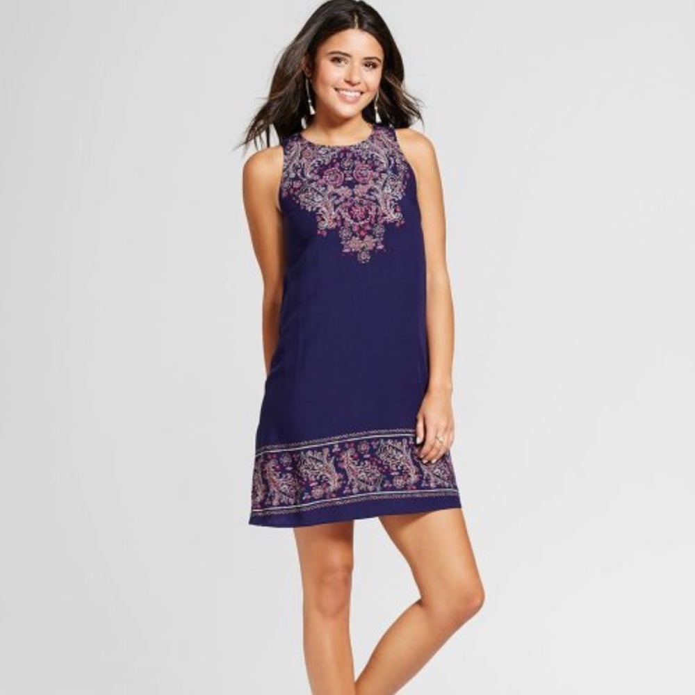 Xhilaration Navy Sleeveless Shift Dress Sz M